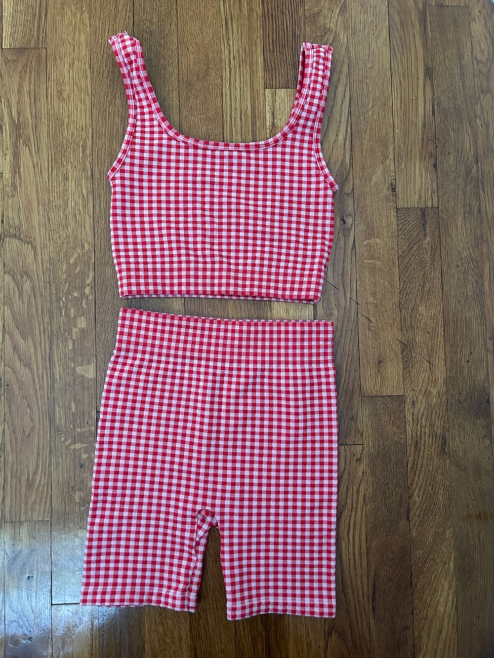 No Boundaries Red and White Gingham Set